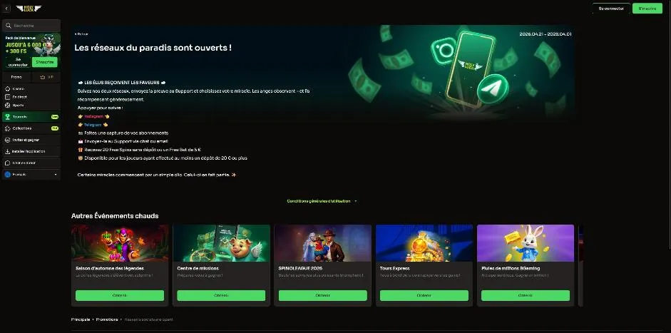 Promotion HolyLuck pour l'abonnement aux comptes Instagram et Telegram de la marque